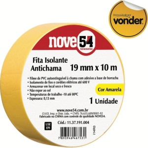 FITA ISOLANTE AMARELA 19MM X 10M - NOVE54