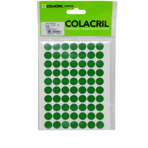 ETIQUETA ADESIVA VERDE P CODIFICACAO 12MM TP12VD - COLACRIL