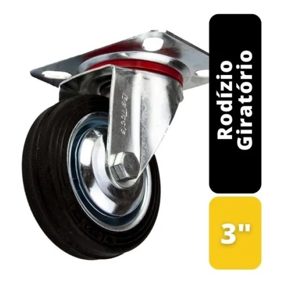 RODIZIO PP PRETO GIRATORIO 75 MM FERTAK