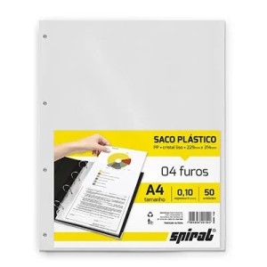 ENVELOPE PLASTICO FINO A4 4 FUROS SPIRAL